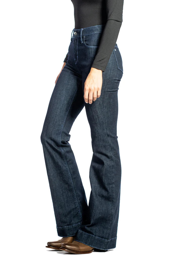 BELLA : TROUSER FLARE (MIDNIGHT) DUSK BLUE STITCH