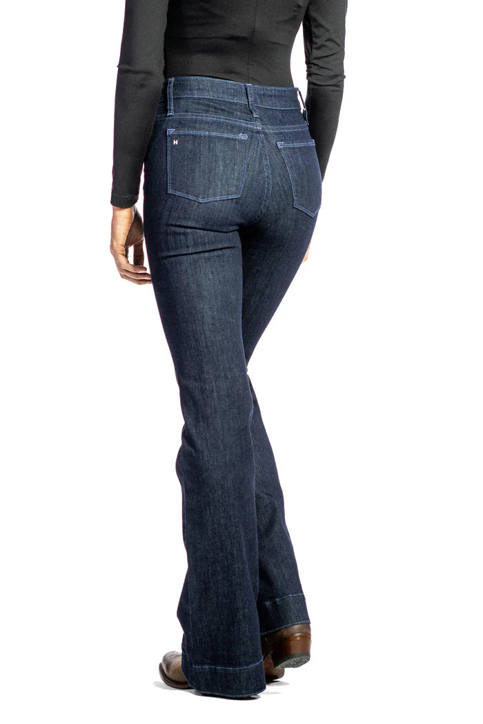 BELLA : TROUSER FLARE (MIDNIGHT) DUSK BLUE STITCH