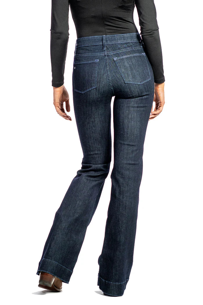 BELLA : TROUSER FLARE (MIDNIGHT) DUSK BLUE STITCH