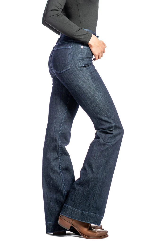 BELLA : TROUSER FLARE (MIDNIGHT) DUSK BLUE STITCH