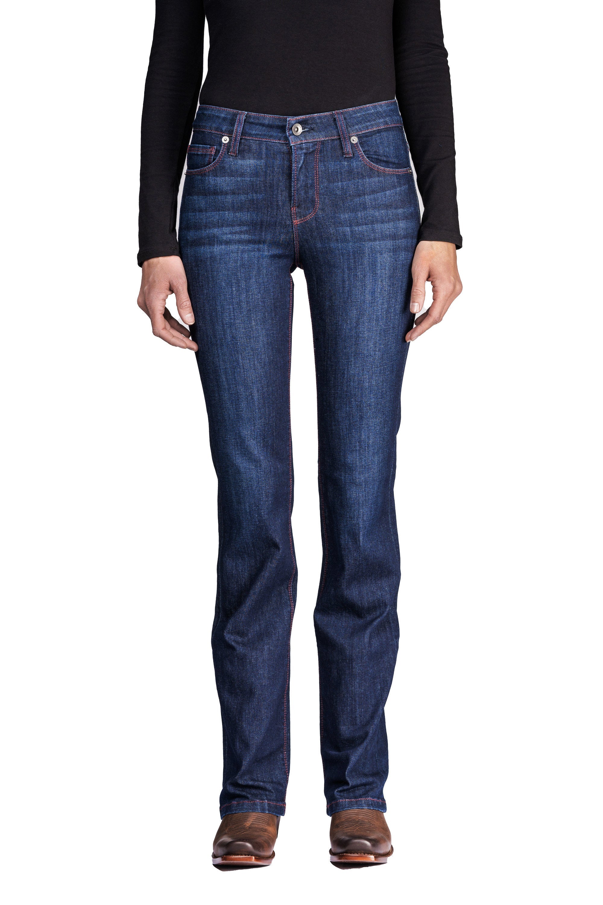 VENICE : Bootcut (Deep Ocean) Burgundy Stitch