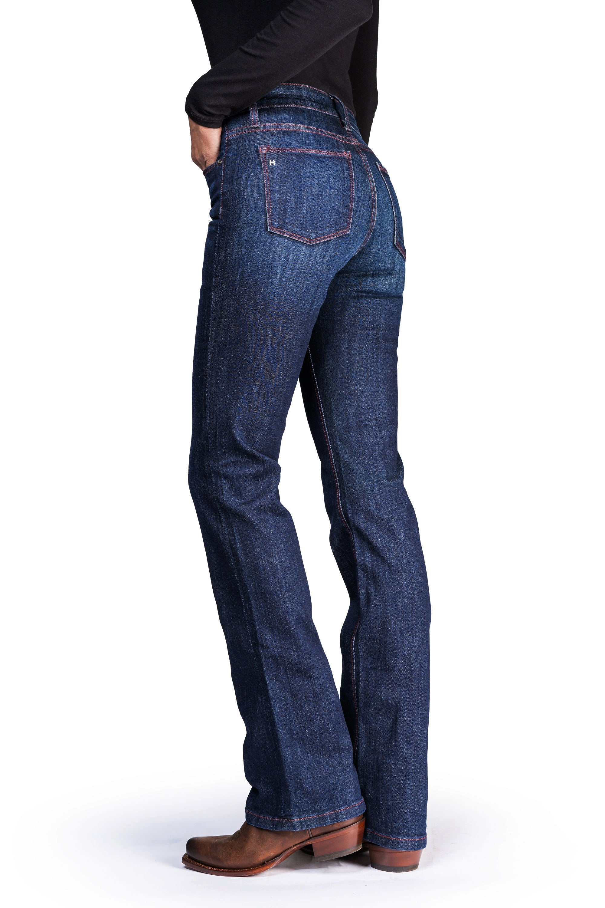 VENICE : Bootcut (Deep Ocean) Burgundy Stitch