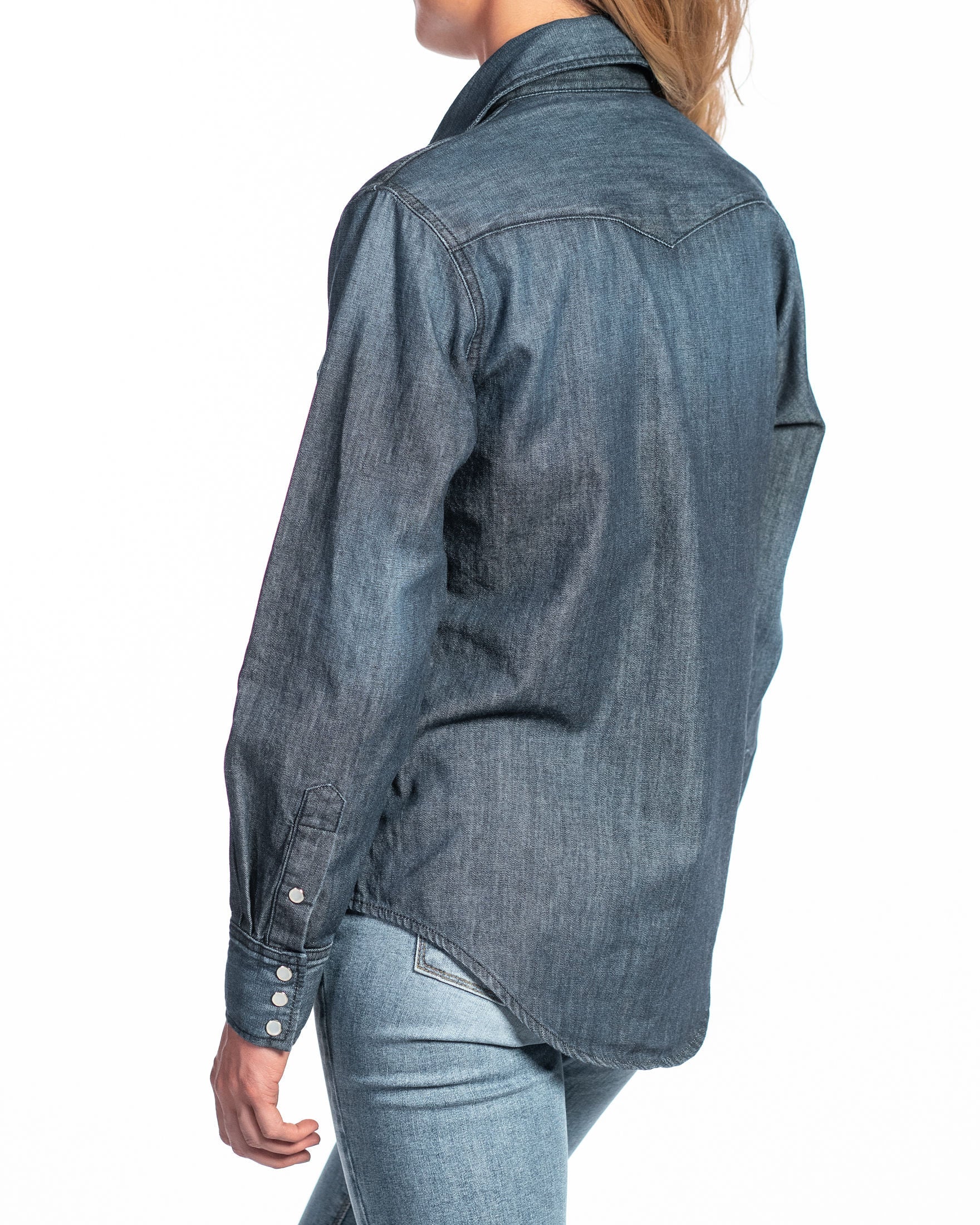 Western Snap Denim Shirt (Deep Ocean)