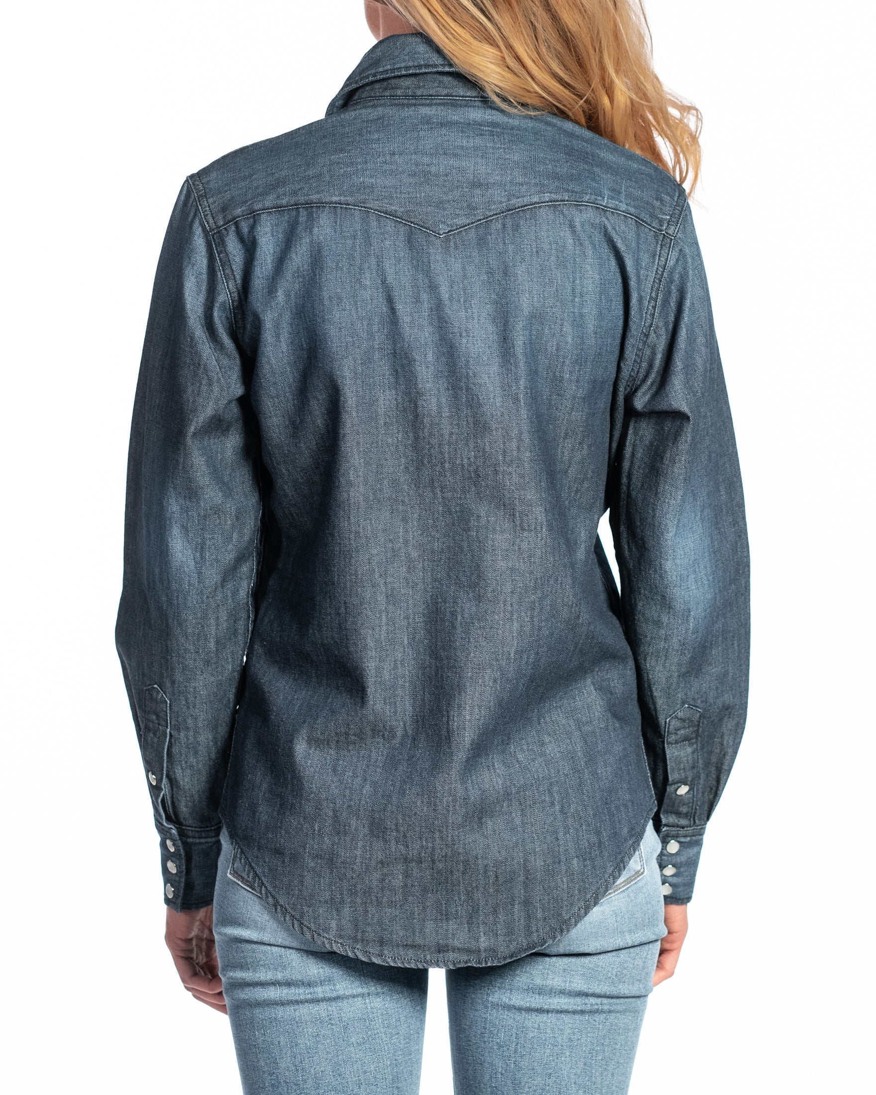 Western Snap Denim Shirt (Deep Ocean)
