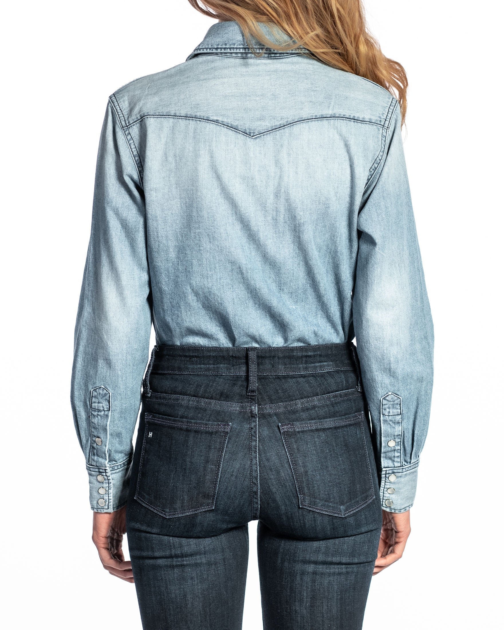 Western Snap Denim Shirt (Vintage Blue)