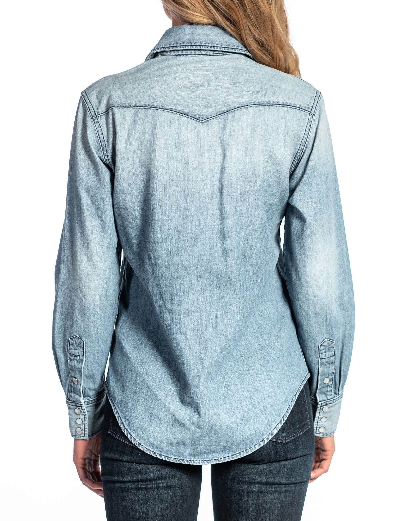 Western Snap Denim Shirt (Vintage Blue)