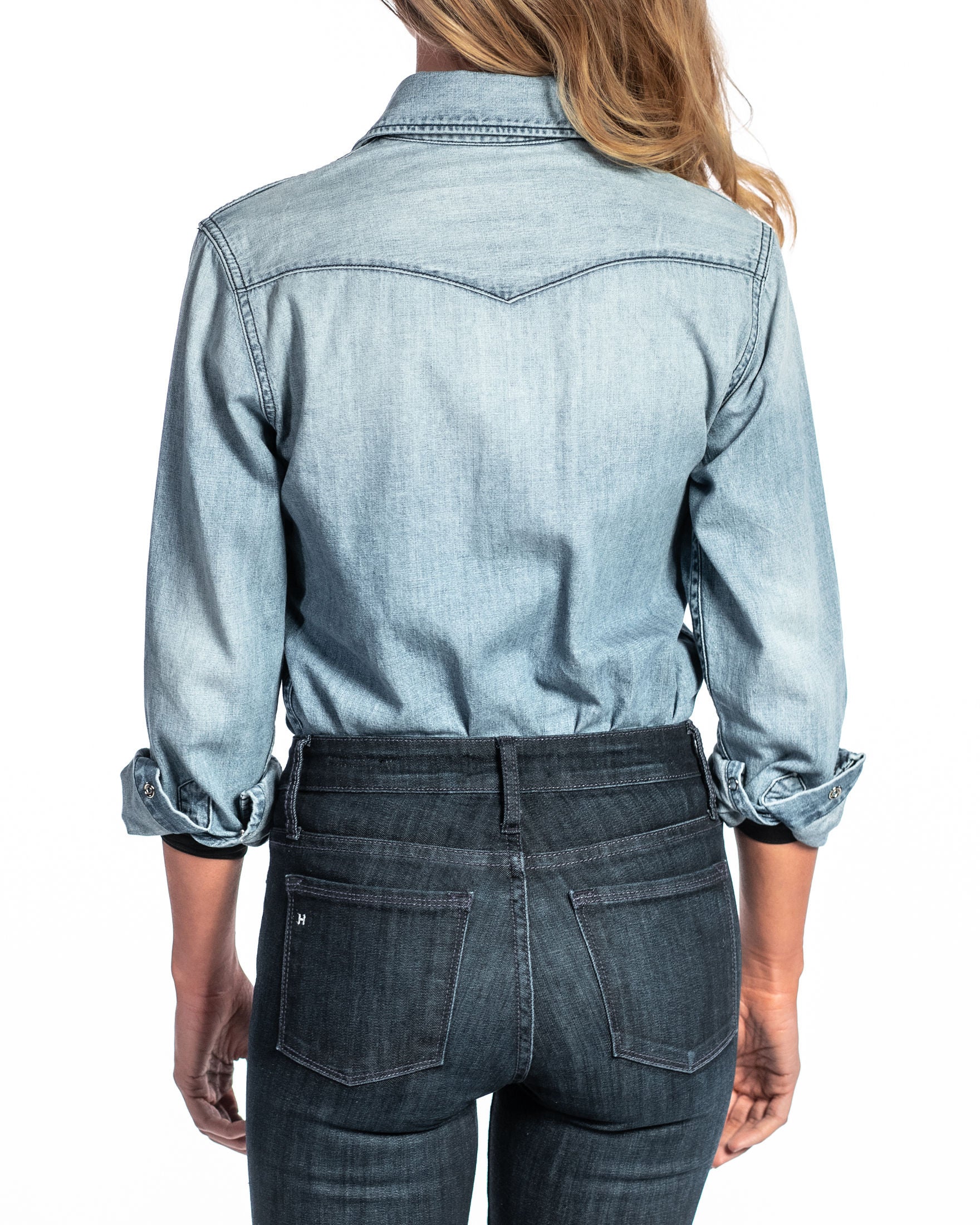 Western Snap Denim Shirt (Vintage Blue)