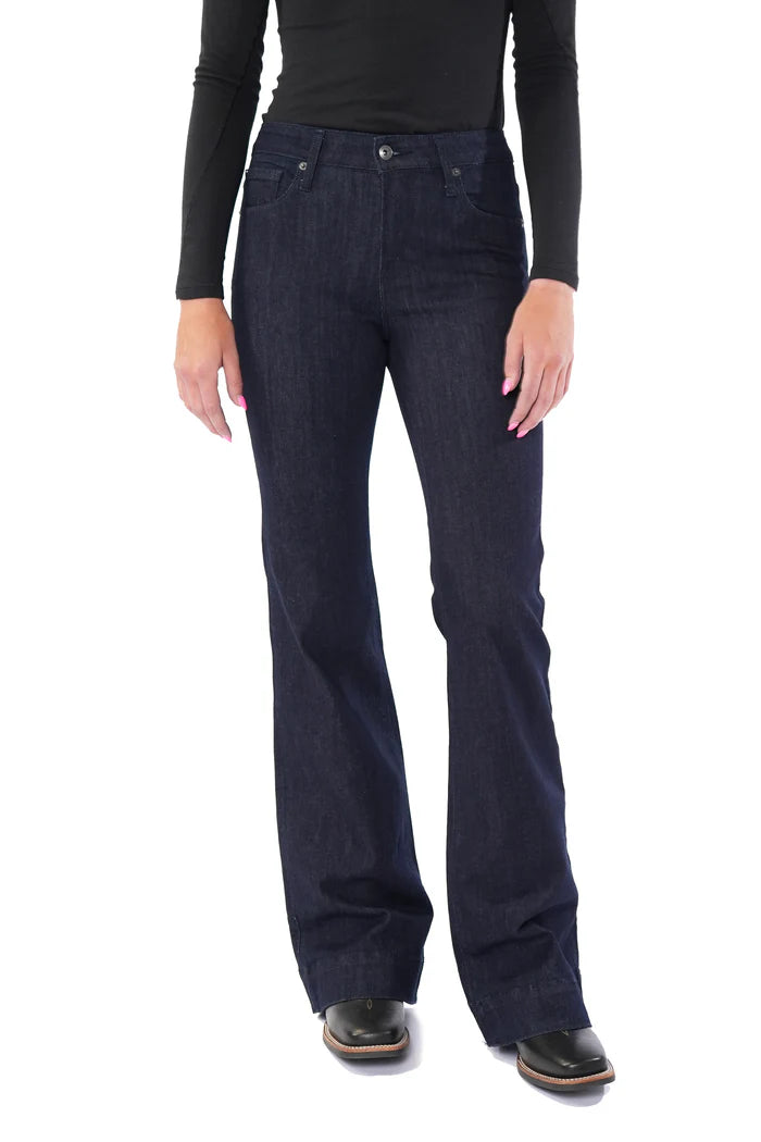 BELLA : Trouser Flare (Midnight) Navy Stitch