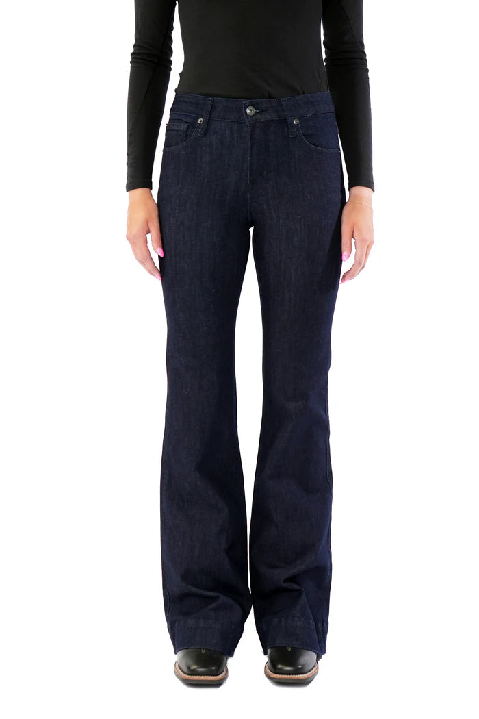 BELLA : Trouser Flare (Midnight) Navy Stitch
